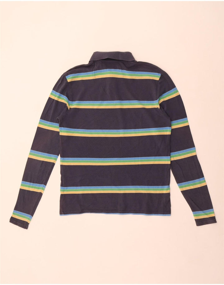 Levi's Mens Long Sleeve Polo Shirt Medium Navy Blue Striped Cotton