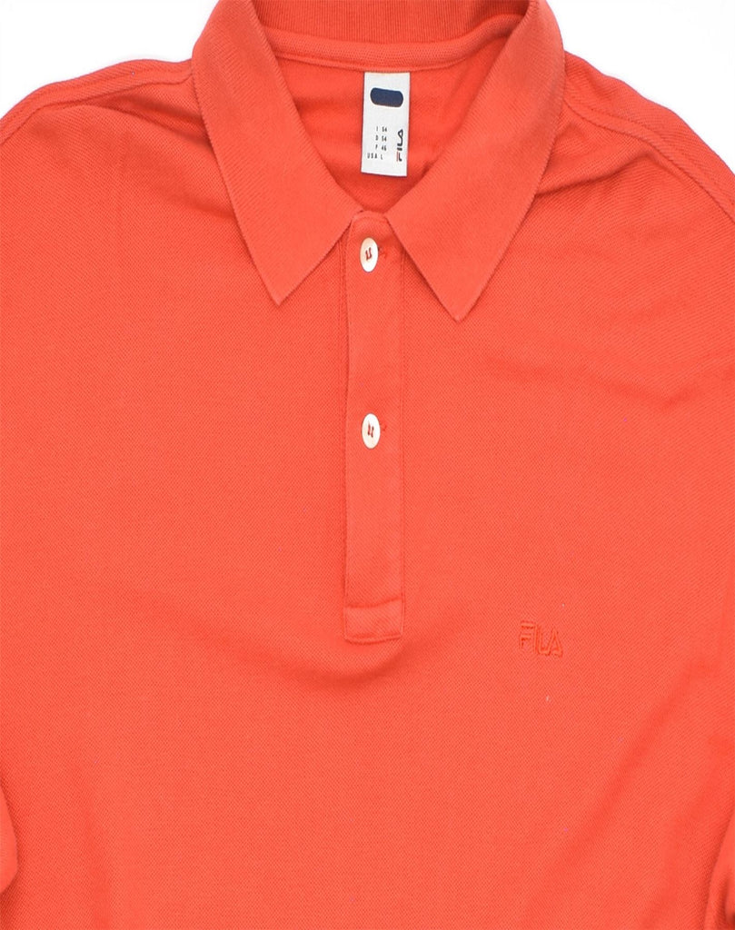 FILA Mens Long Sleeve Polo Shirt IT 54 XL Orange Cotton | Vintage | Thrift | Second-Hand | Used Clothing | Messina Hembry 