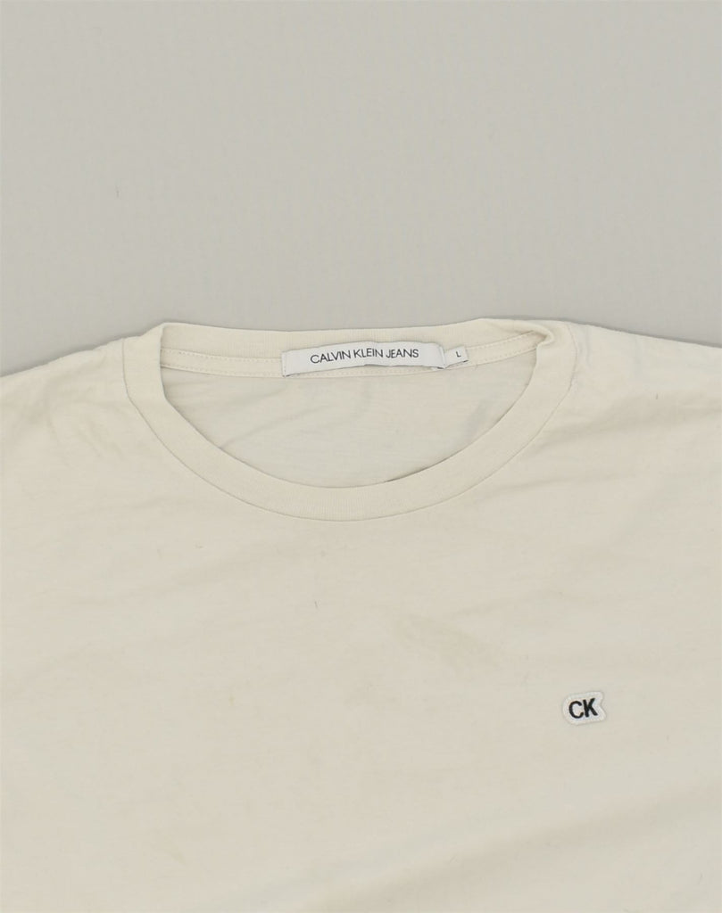 CALVIN KLEIN Womens T-Shirt Top UK 16 Large White Cotton | Vintage Calvin Klein | Thrift | Second-Hand Calvin Klein | Used Clothing | Messina Hembry 