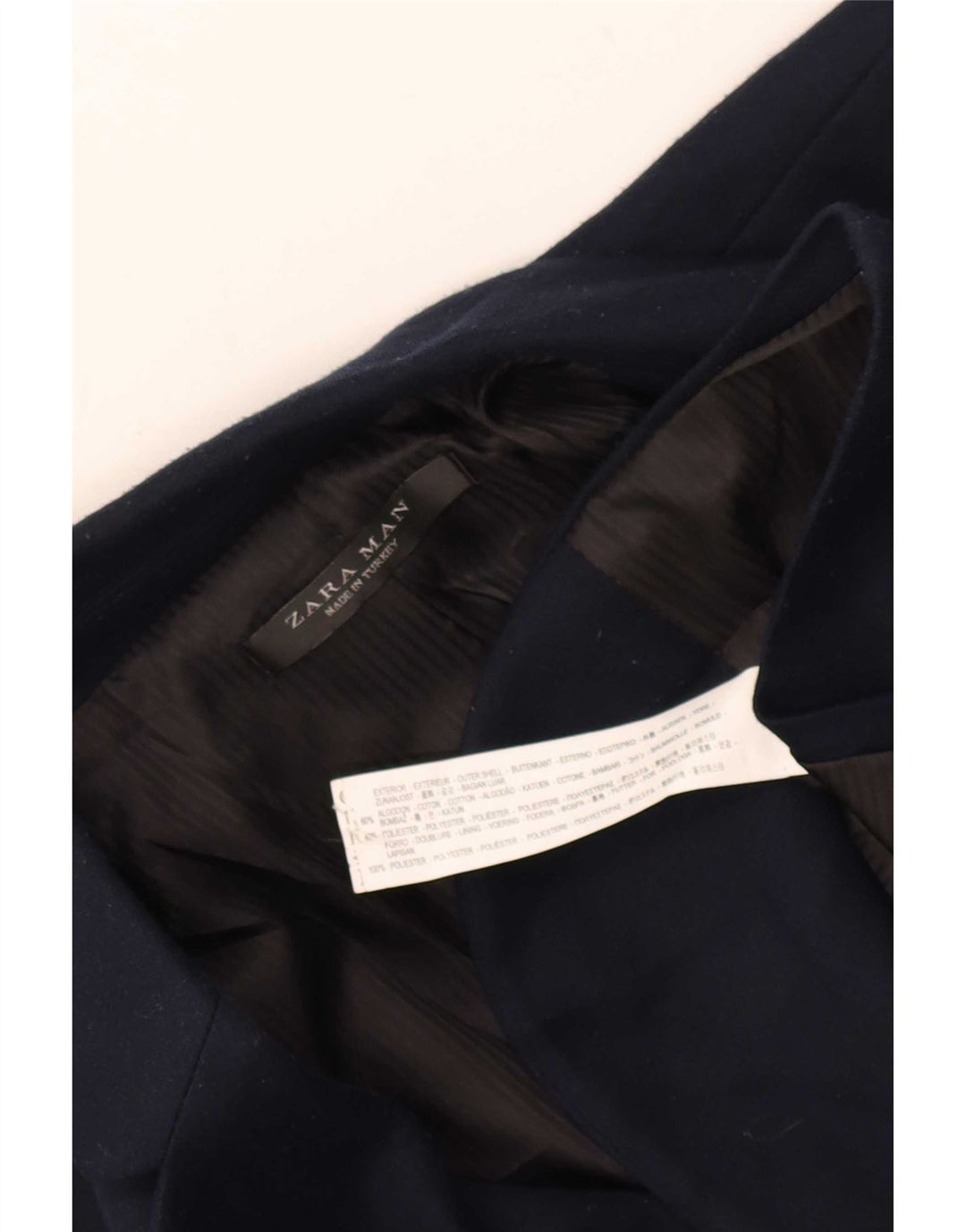 Zara Mens 2 Button Blazer Jacket UK 42 XL Navy Blue Cotton