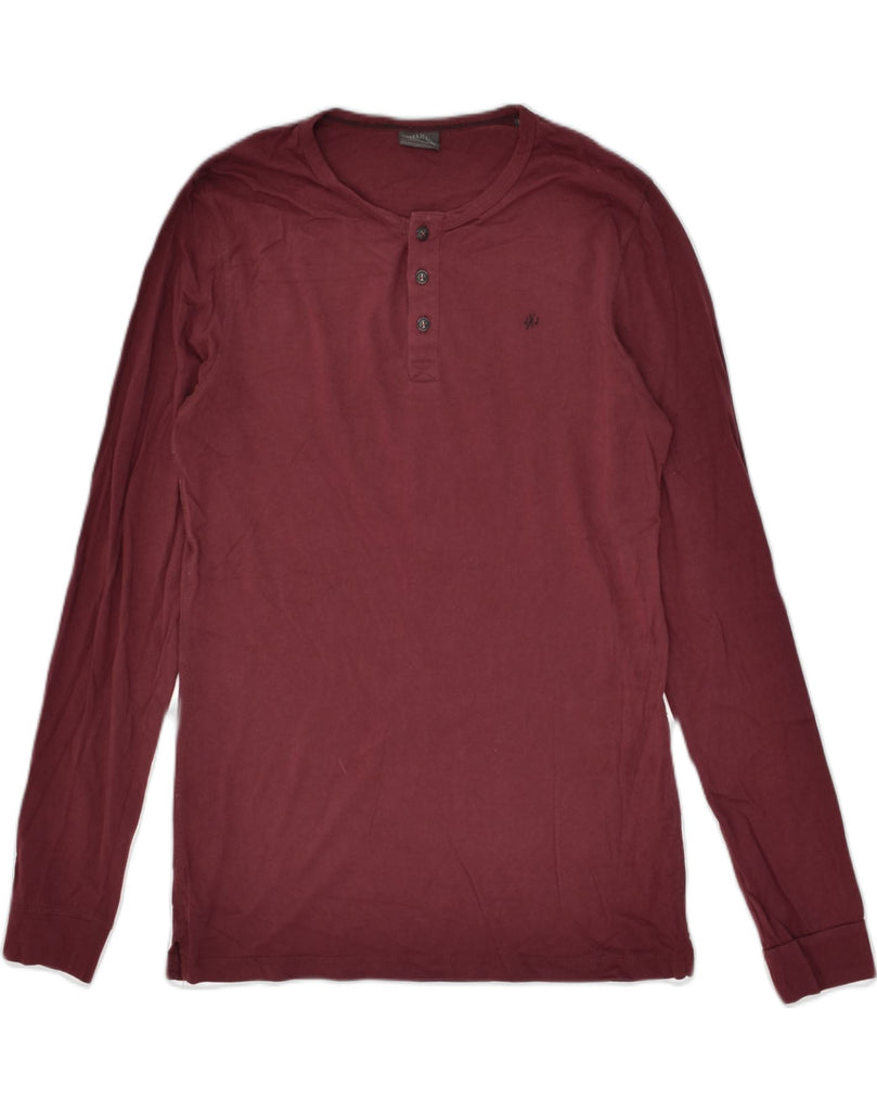 JACK & JONES Mens Top Long Sleeve Medium Maroon Cotton | Vintage Jack & Jones | Thrift | Second-Hand Jack & Jones | Used Clothing | Messina Hembry 