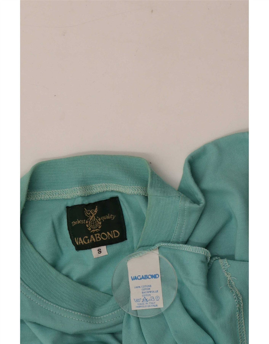 Vagabond Mens Graphic T-Shirt Top Small Turquoise Cotton