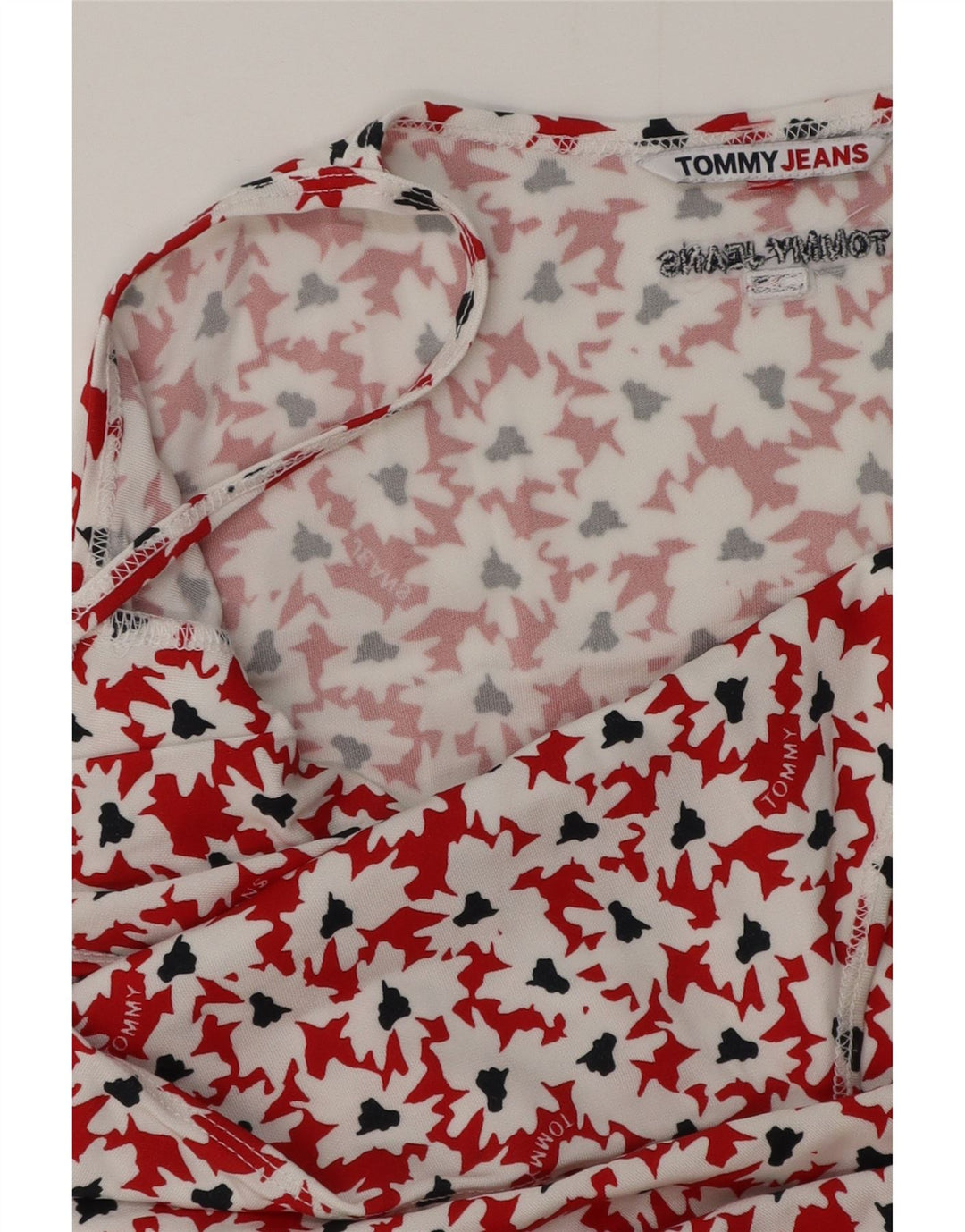 TOMMY HILFIGER Womens Abstract Pattern Blouse Top UK 12 Medium Red