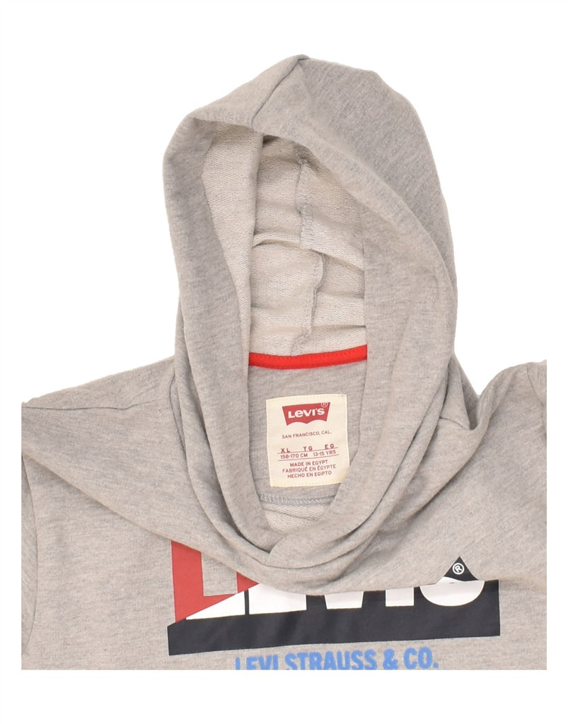 LEVI'S Boys Graphic Hoodie Jumper 15-16 Years XL Grey Cotton | Vintage Levi's | Thrift | Second-Hand Levi's | Used Clothing | Messina Hembry 