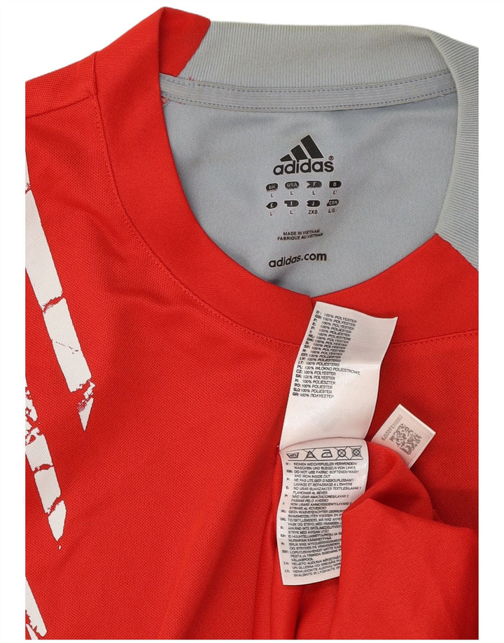 Adidas Mens Climacool Graphic T-Shirt Top Large Red Colourblock Polyester