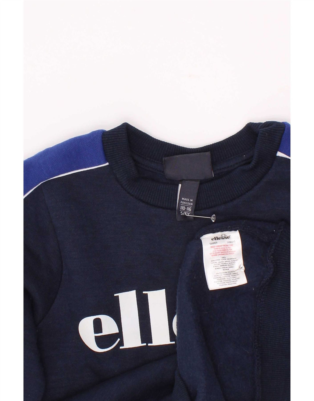 Ellesse Boys Graphic Sweatshirt Jumper 5-6 Years Navy Blue Colourblock