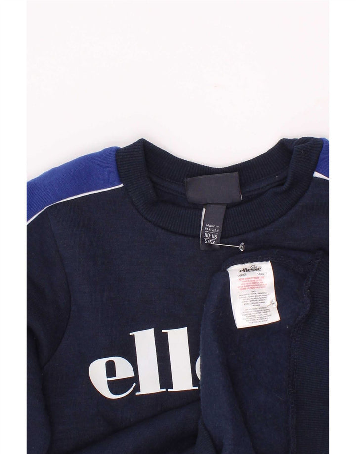 Ellesse Boys Graphic Sweatshirt Jumper 5-6 Years Navy Blue Colourblock