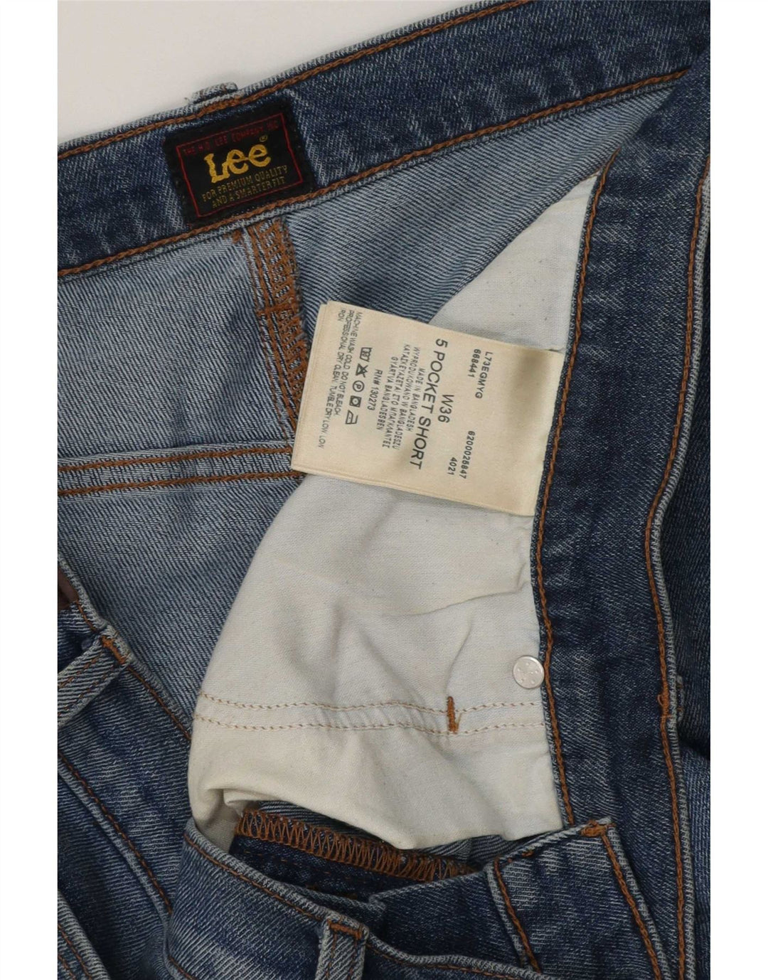 Lee Mens 5 Pocket Short Denim Shorts W36 Large Blue Cotton