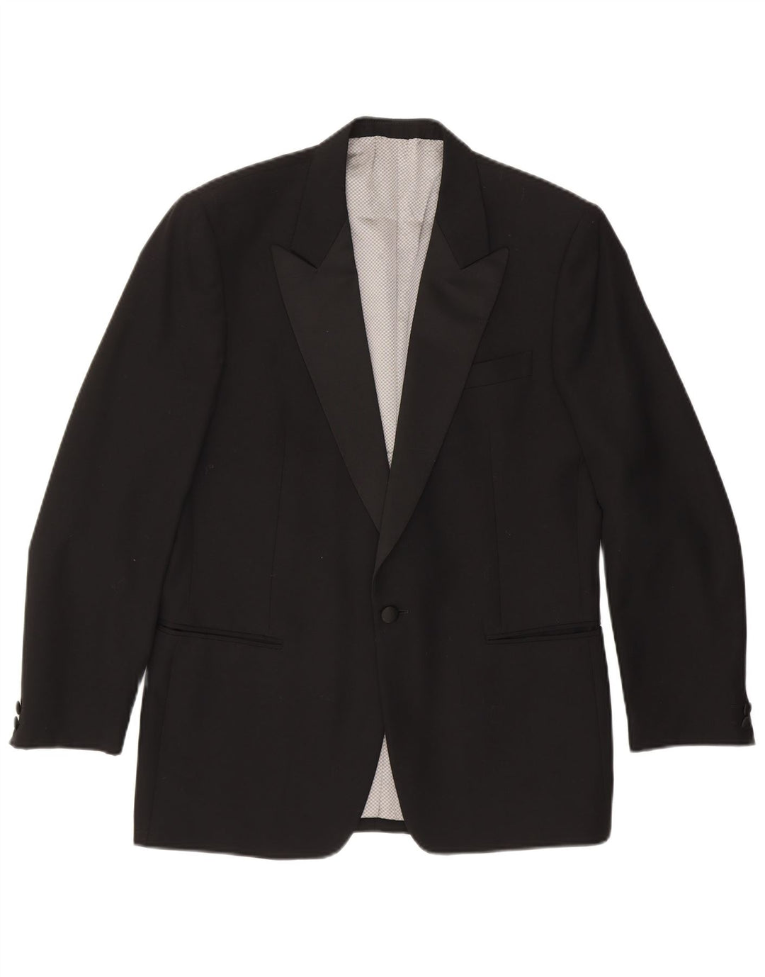 LEBOLE Mens 1 Button Blazer Jacket UK 38 Medium Black