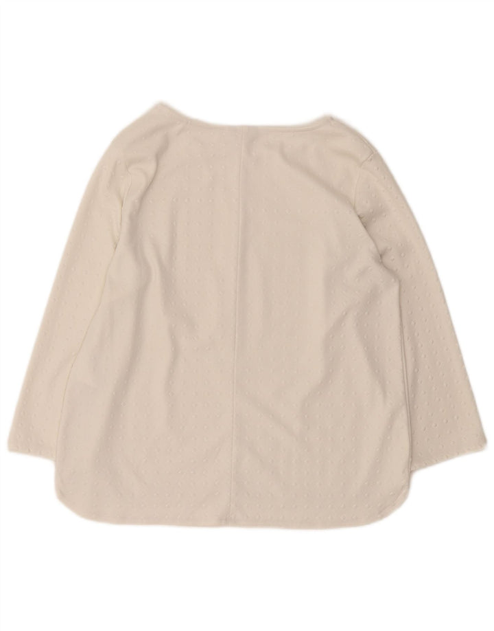 Guess Womens Oversized Top 3/4 Sleeve UK 10 Small White Geometric Polyester