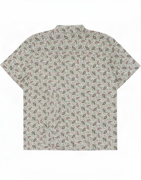 Vintage Boys Short Sleeve Shirt 15-16 Years White Paisley Cotton