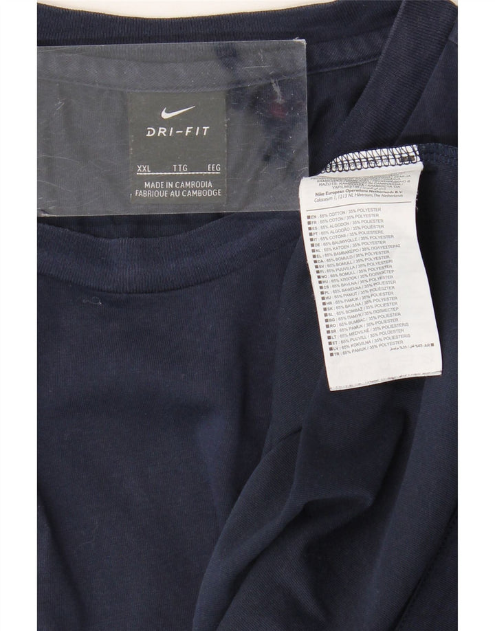 Nike Mens Dri Fit T-Shirt 2XL Navy Blue Cotton