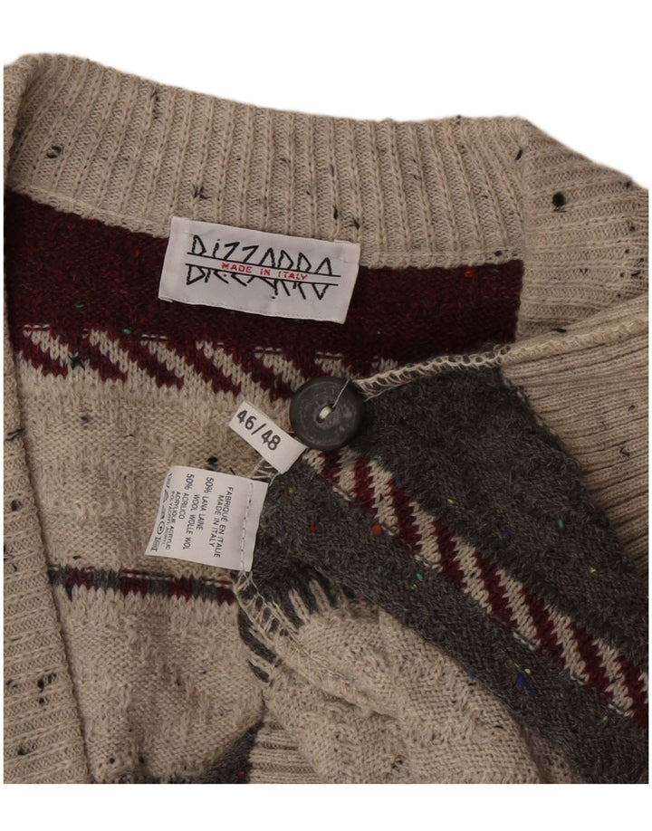 Bizzarro Mens Cardigan Sweater IT 46/48 Small Multicoloured Striped Wool