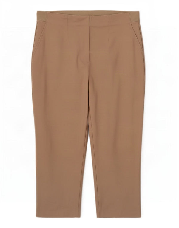 Marks & Spencer Womens Capri Trousers UK 14 Large W34 L21 Beige Cotton