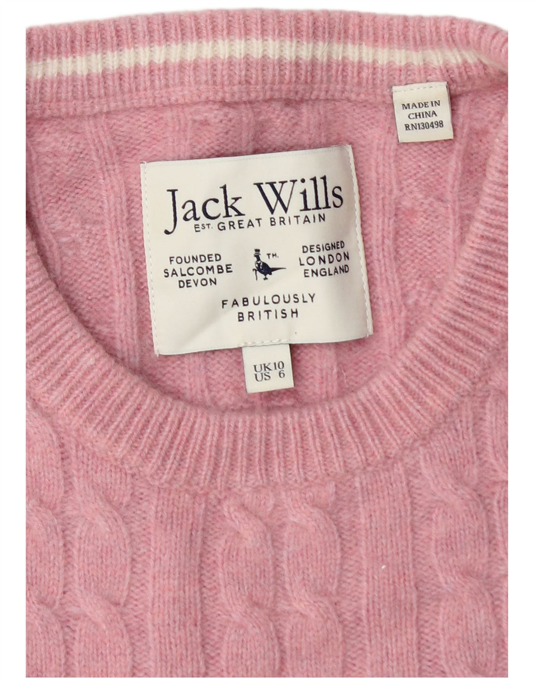 Jack Wills Womens Crew Neck Jumper Sweater UK 10 Small  Pink