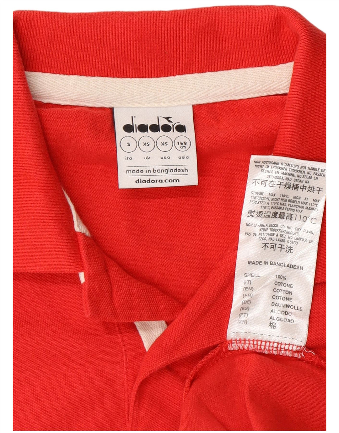 DIADORA Mens Polo Shirt XS Red Cotton