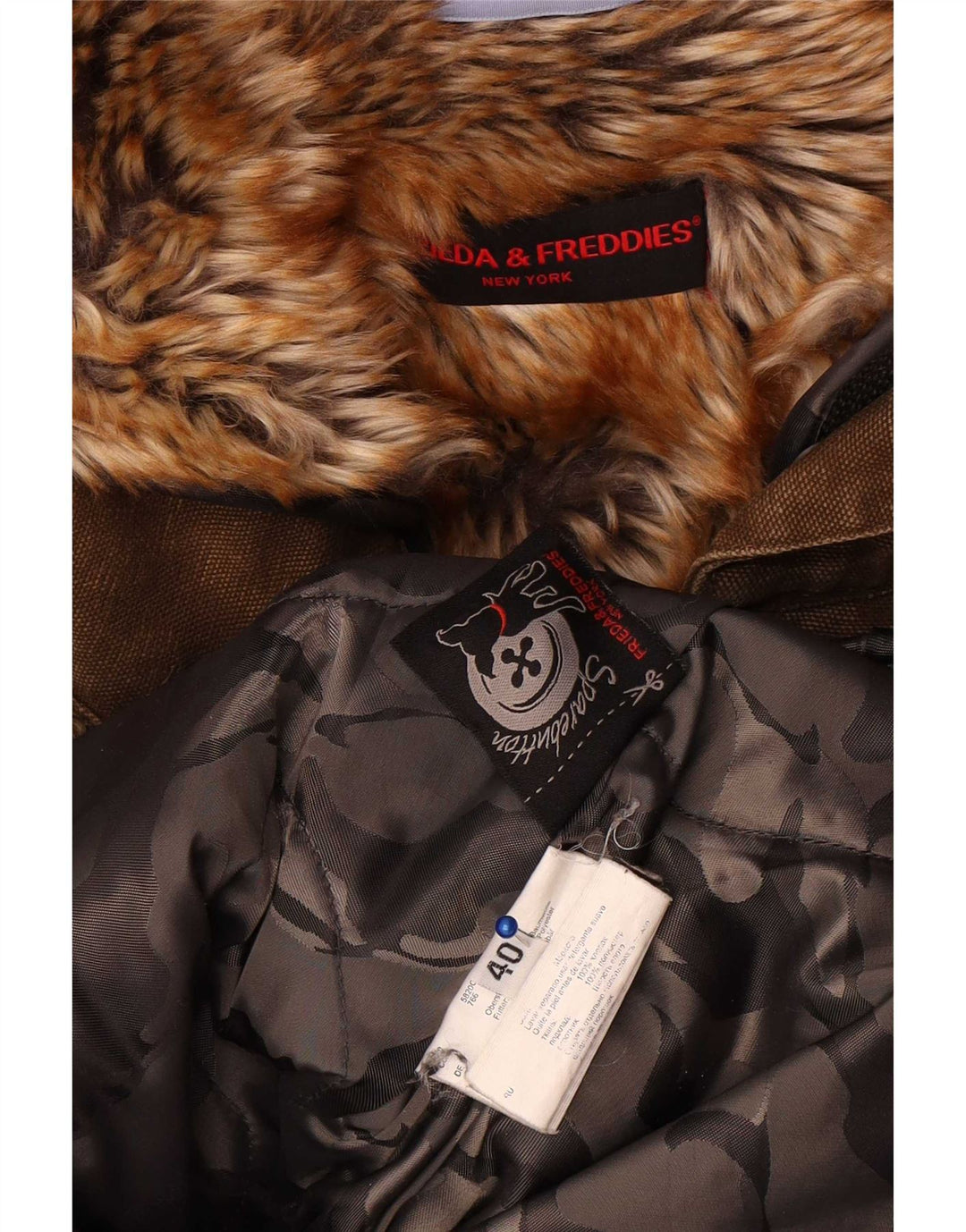 Frieda & Freddies Womens Hooded Parka Jacket EU 40 Medium Khaki Cotton