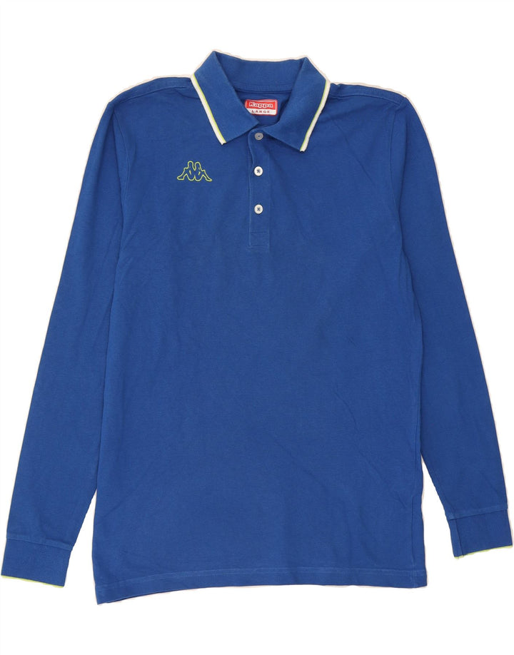 KAPPA Mens Long Sleeve Polo Shirt Large Blue Cotton Vintage Kappa and Second-Hand Kappa from Messina Hembry 