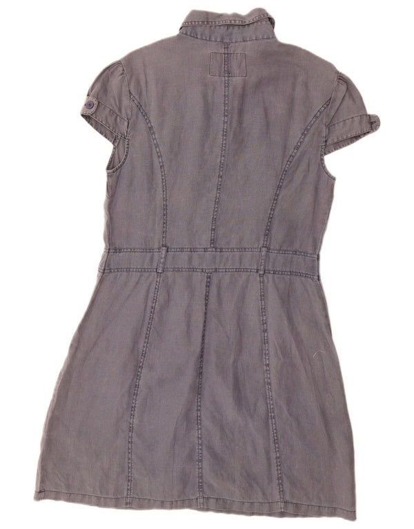 Ellesse Womens Short Sleeves Shirt Dress UK 14 Large Grey Linen