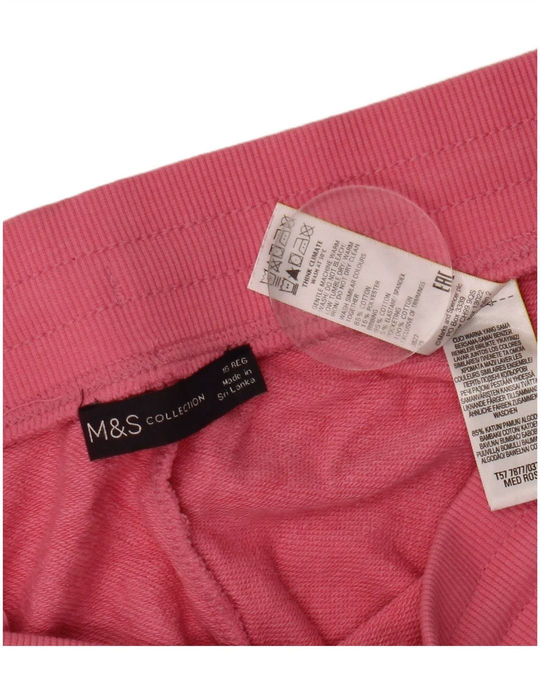 MARKS & SPENCER Womens Tracksuit Trousers Joggers UK 16 Large  Pink Cotton