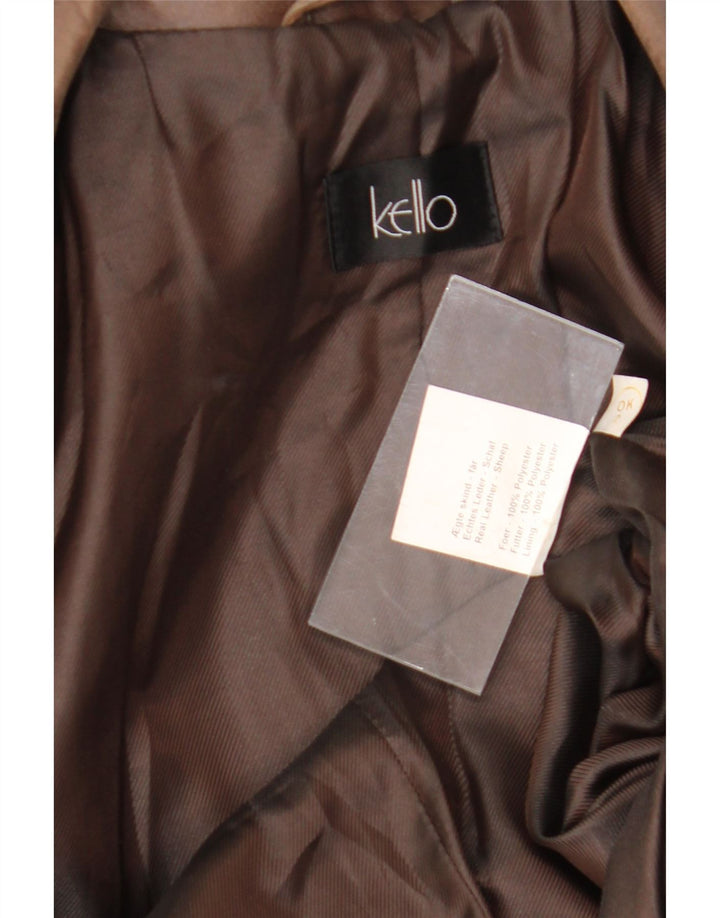 Kello Womens 1 Button Leather Blazer Jacket UK 14 Medium Brown