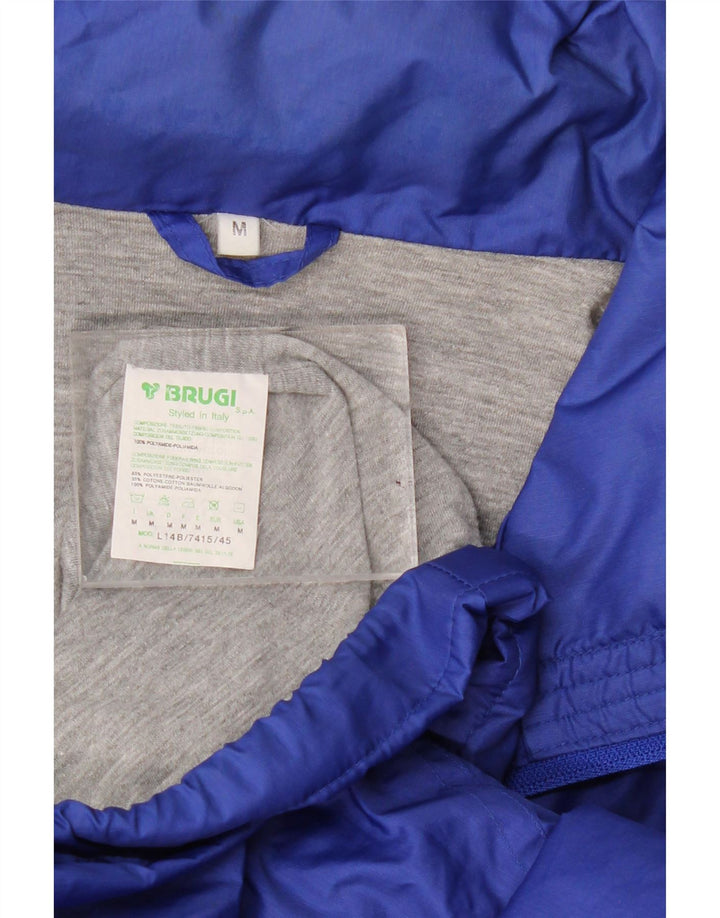 Brugi Mens Hooded Windbreaker Jacket UK 38 Medium Navy Blue Colourblock