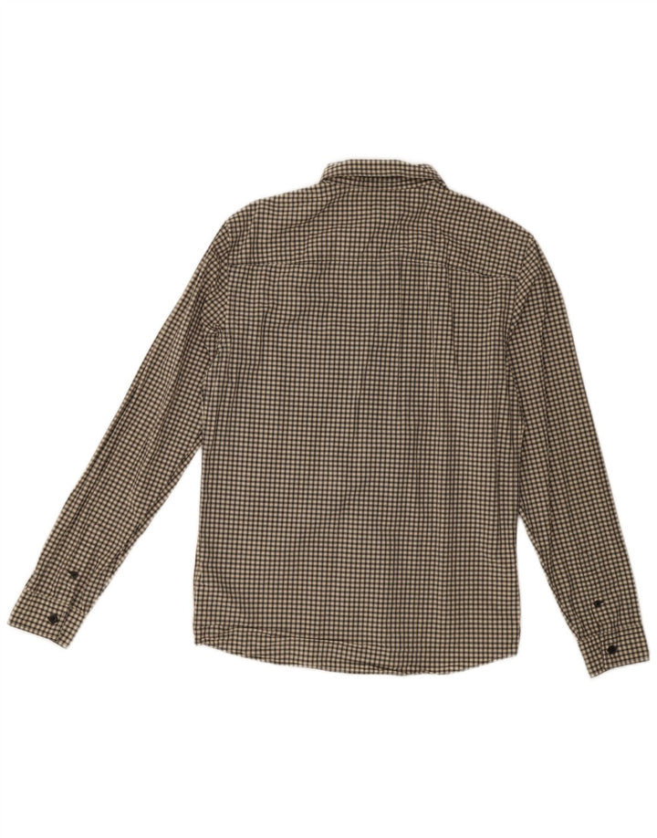 All Saints Mens Shirt Small Beige Gingham Cotton