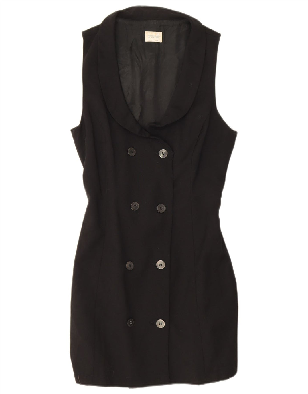 Benetton Womens Longline Sleeveless Blazer Jacket IT 44 Medium Black