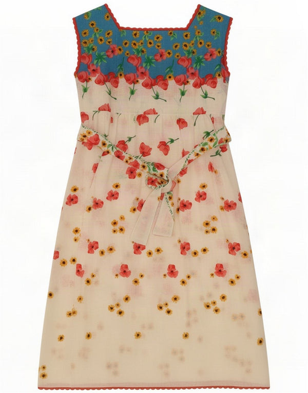 Vintage Womens Sleeveless A-Line Dress UK 12 Medium White Floral