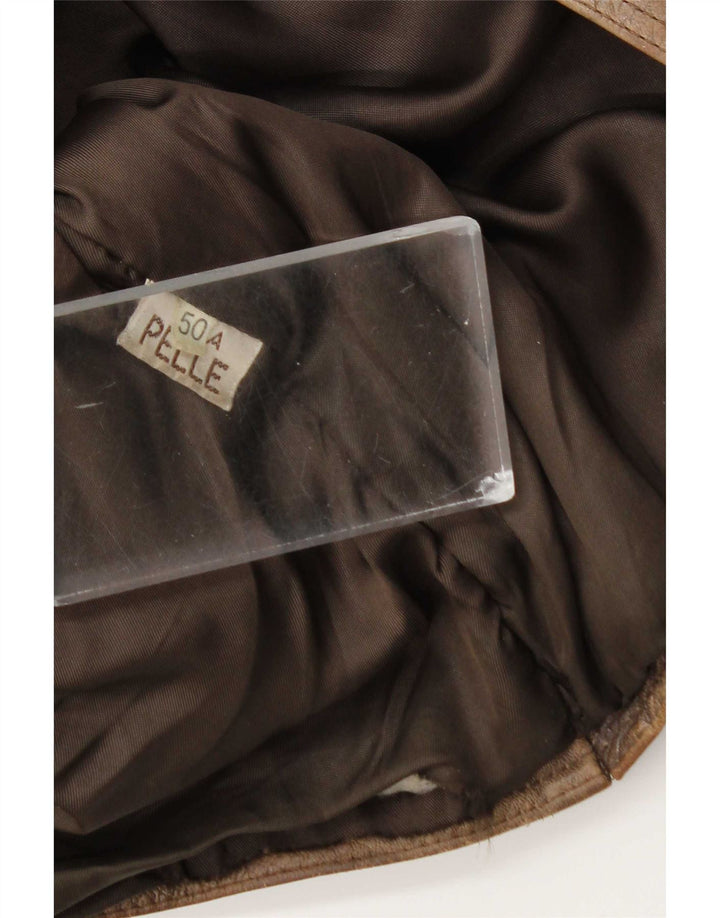 Vintage Mens Leather Jacket IT 50 Large Brown Leather