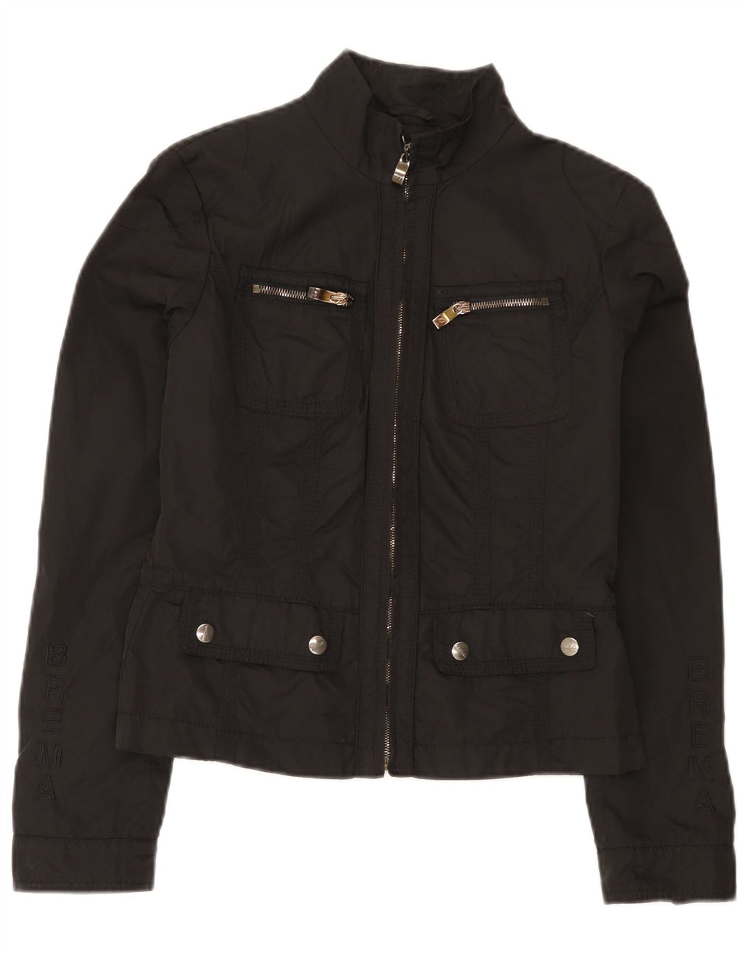 Brema Womens Graphic Utility Jacket IT 44 Medium Black Polyamide