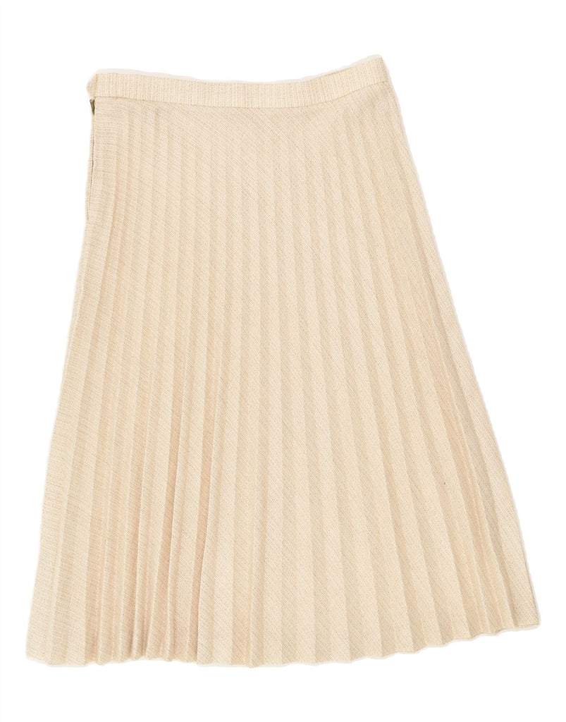 VINTAGE Womens Knife Pleated Skirt W30 Medium  Beige Vintage Vintage and Second-Hand Vintage from Messina Hembry 