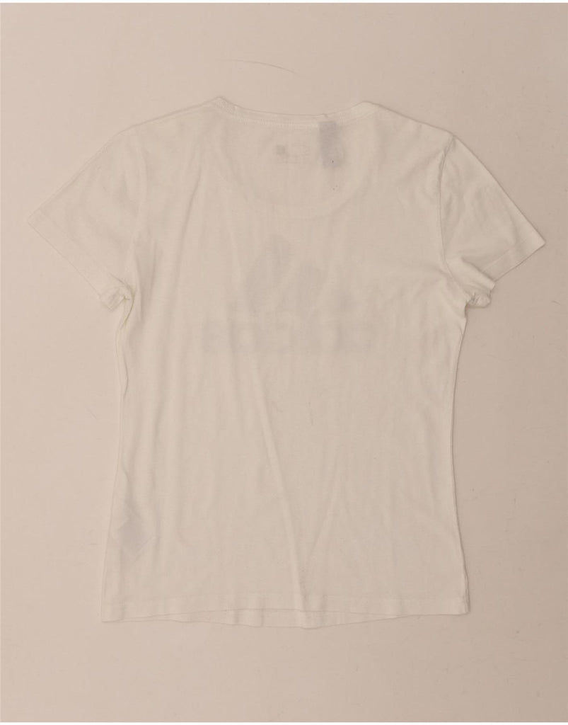 ADIDAS Womens Graphic T-Shirt Top Size 8/10 Small White Cotton Vintage Adidas and Second-Hand Adidas from Messina Hembry 