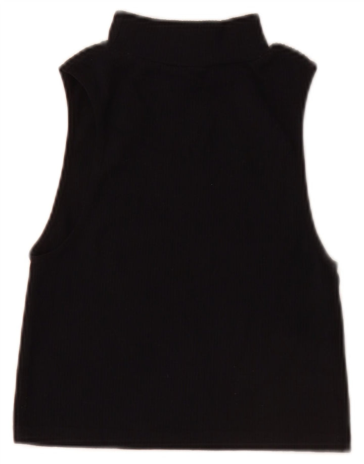 Zara Womens Crop Vest Top UK 12 Medium Black