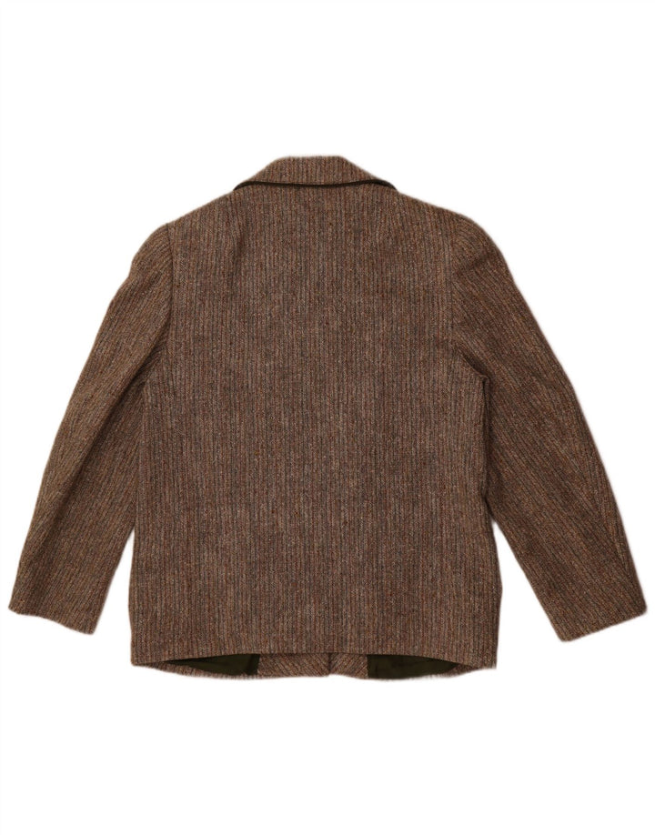 Vintage Womens 3 Button Blazer Jacket UK 14 Medium Grey Striped Wool