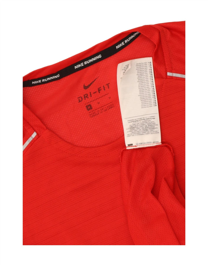 Nike Mens Dri Fit T-Shirt Top Medium Red Pinstripe Polyester