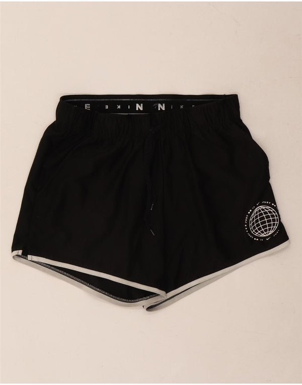 Nike Womens Graphic Sport Shorts UK 8 Small  Black Polyester