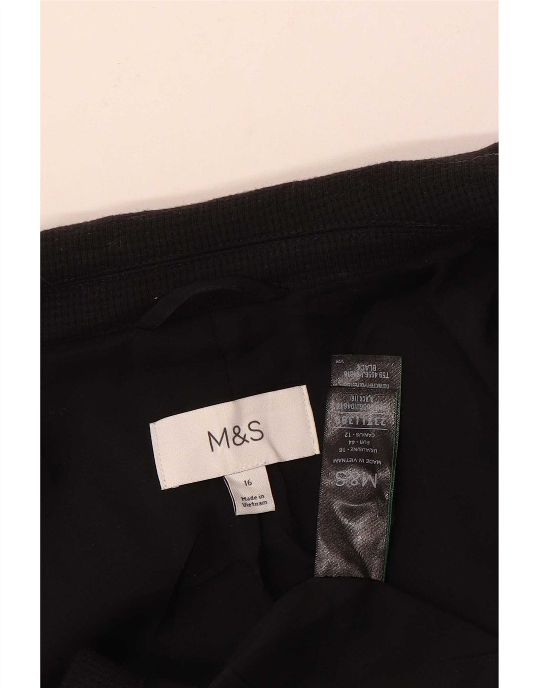 Marks & Spencer Womens 1 Button Blazer Jacket UK 16 Large Black Cotton