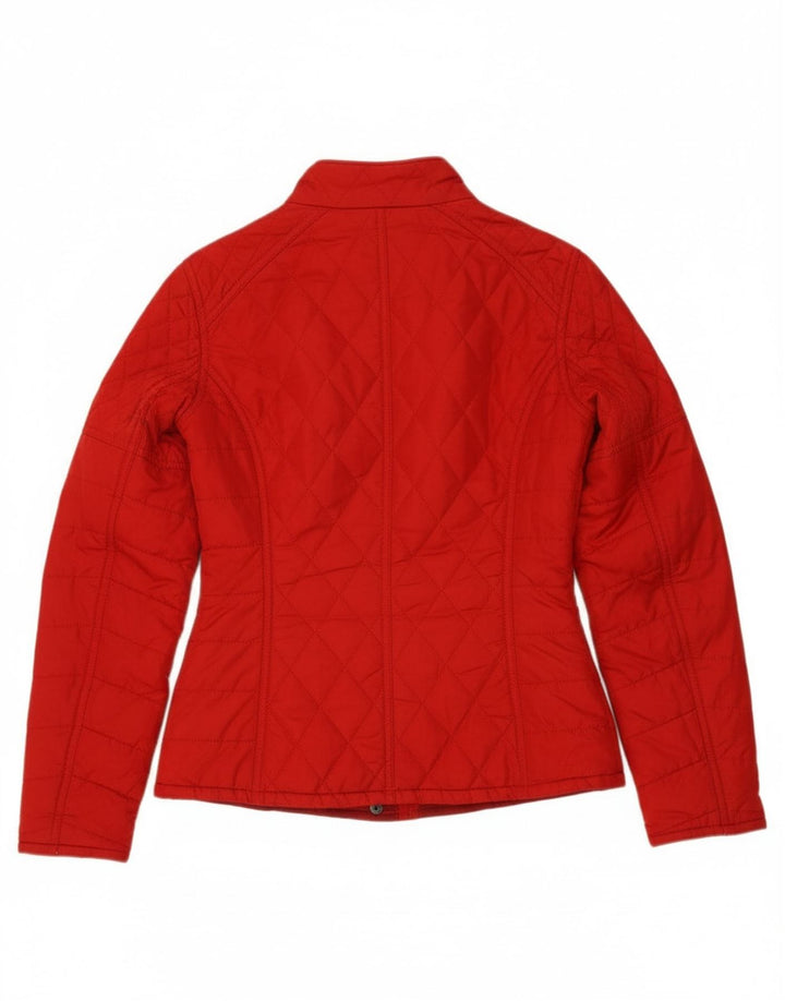 BARBOUR Womens Quilted Jacket UK 8 Small Red Polyester