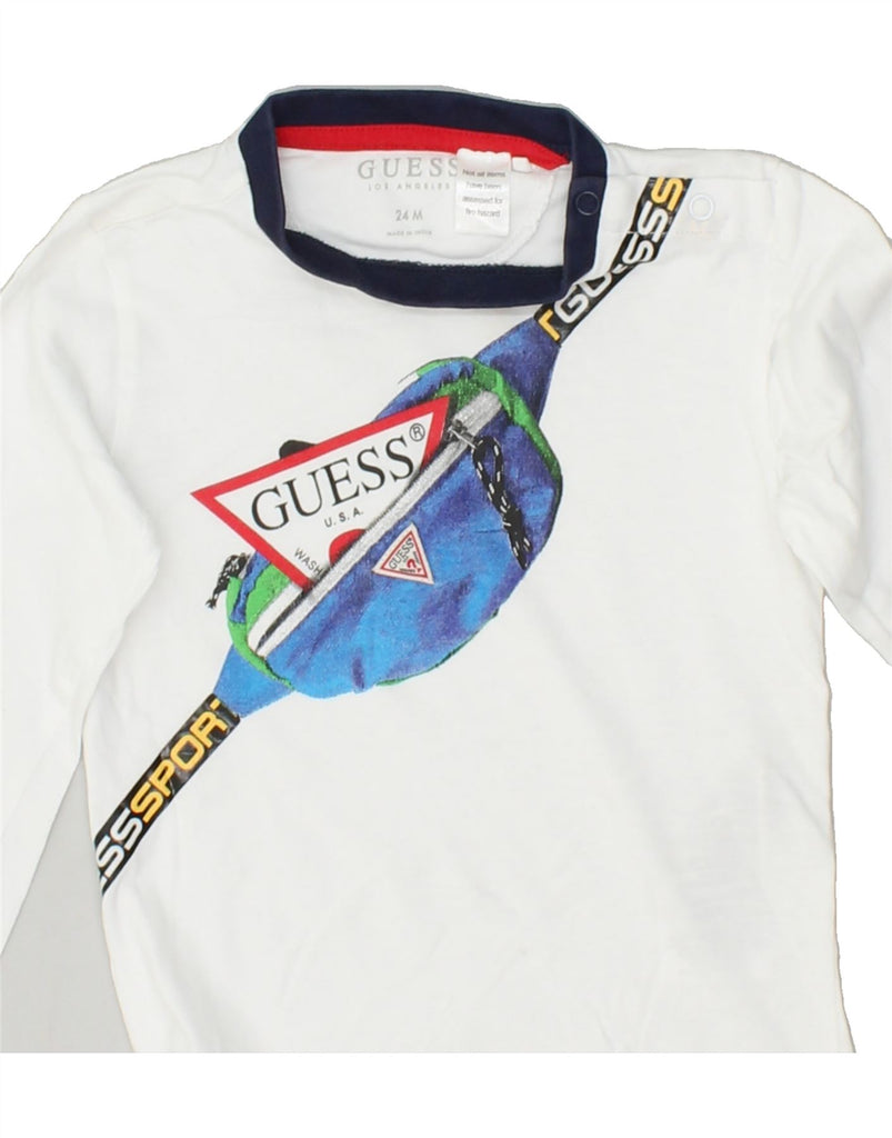 GUESS Baby Boys Graphic Top Long Sleeve 18-24 Months White Cotton | Vintage Guess | Thrift | Second-Hand Guess | Used Clothing | Messina Hembry 