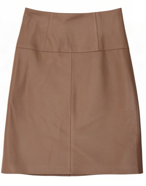 Vintage Womens Leather Skirt IT 42 Medium W28 Brown