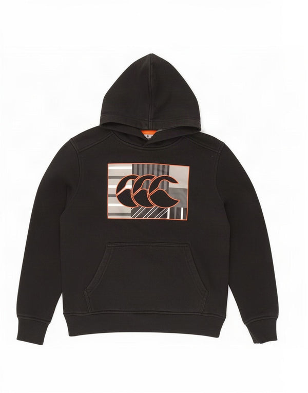 Canterbury Boys Graphic Hoodie Jumper 9-10 Years Black Cotton