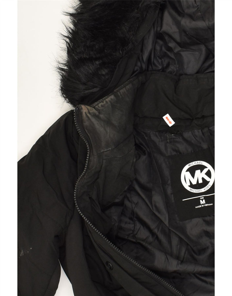 MICHAEL KORS Womens Hooded Padded Jacket UK 14 Medium Black Polyester | Vintage Michael Kors | Thrift | Second-Hand Michael Kors | Used Clothing | Messina Hembry 