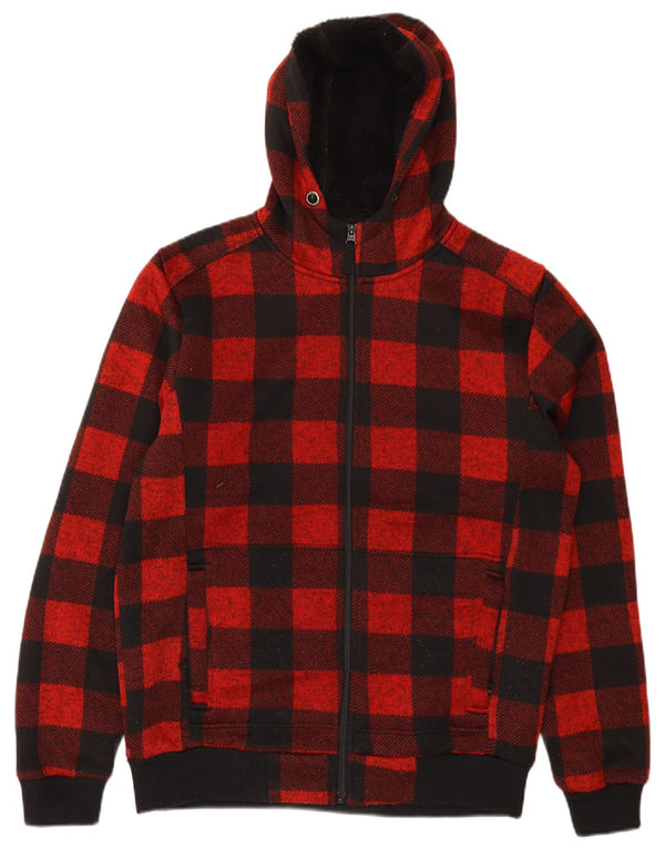 Mountain Warehouse Mens Sherpa Zip Hoodie Sweater Medium Red Gingham