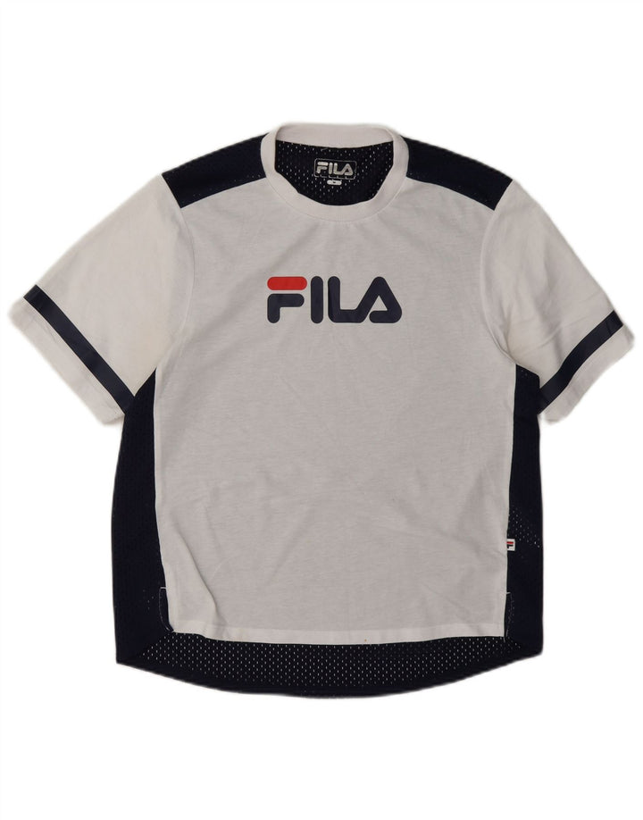 Fila Womens Graphic T-Shirt Top UK 14 Medium White Colourblock Polyester