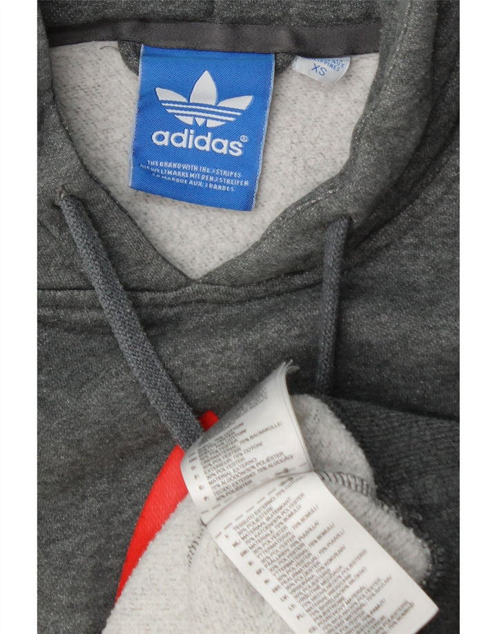 ADIDAS Mens Graphic Hoodie Jumper XS Grey Cotton