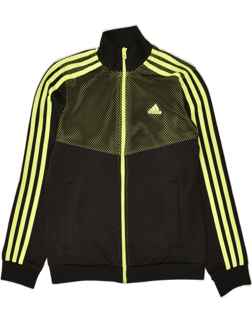 ADIDAS Boys Graphic Tracksuit Top Jacket 11-12 Years Black Spotted | Vintage Adidas | Thrift | Second-Hand Adidas | Used Clothing | Messina Hembry 