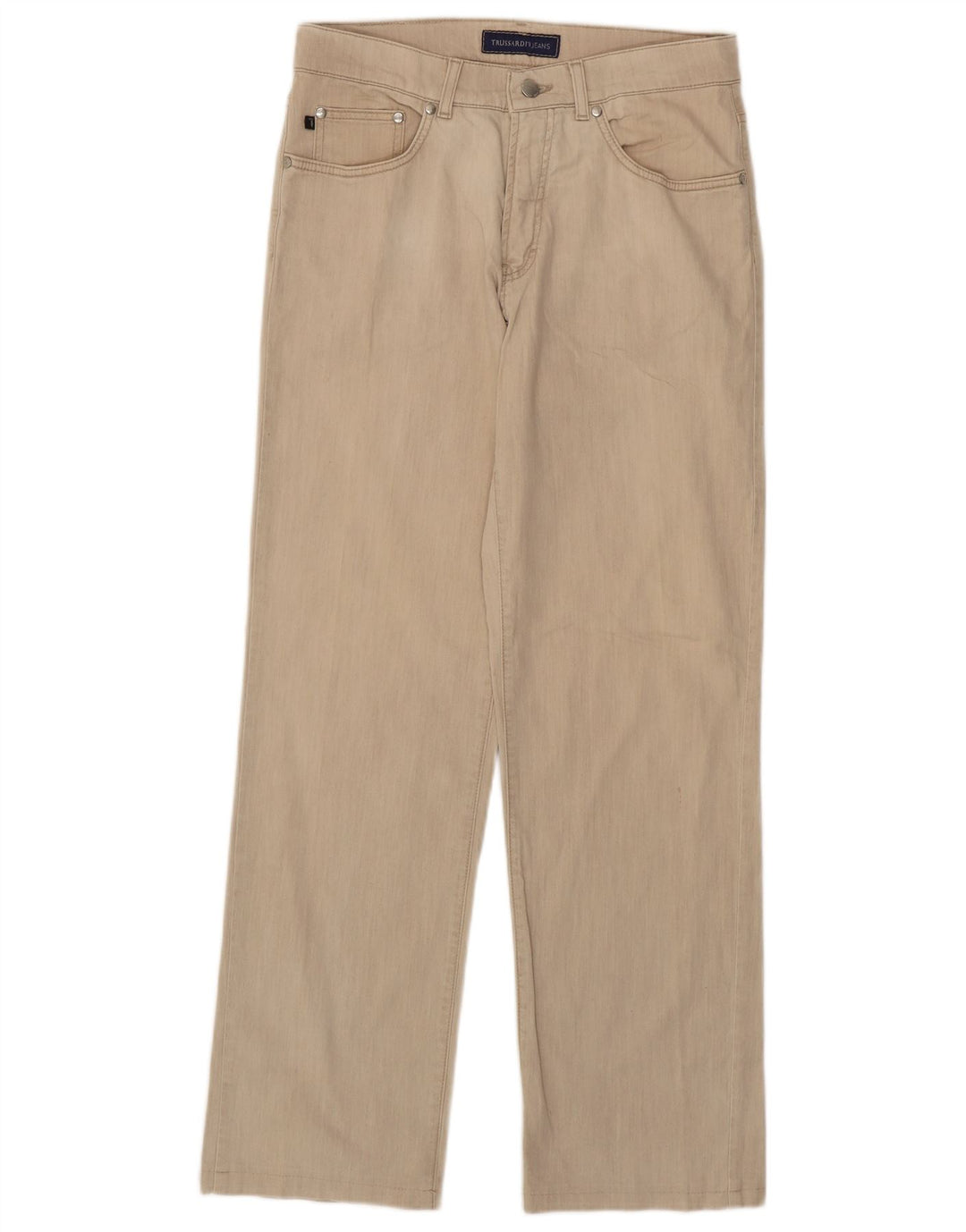 Trussardi Mens Straight Jeans W32 L30 Beige Cotton