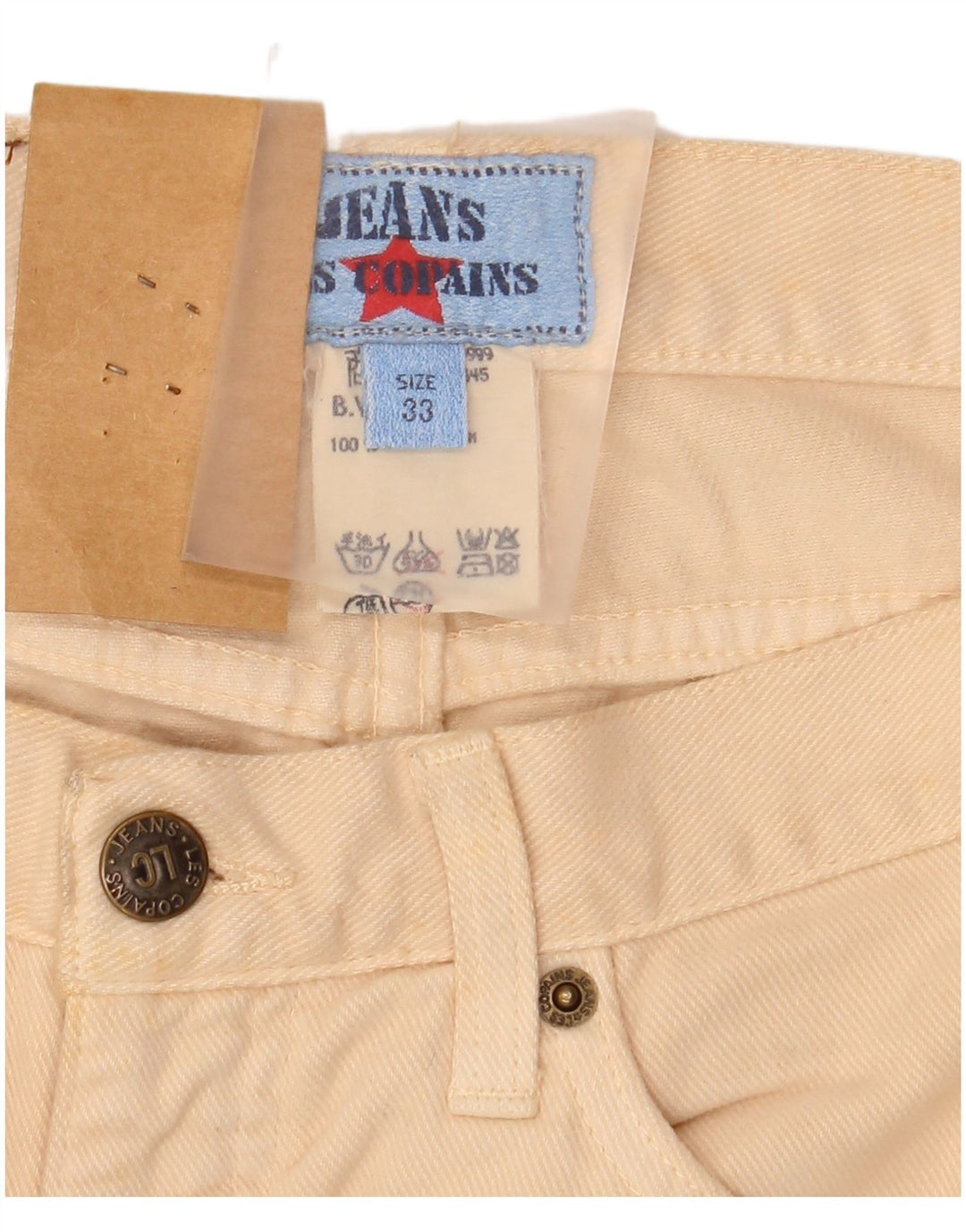 Les Copains Womens Tapered Jeans W33 L32 Beige Cotton