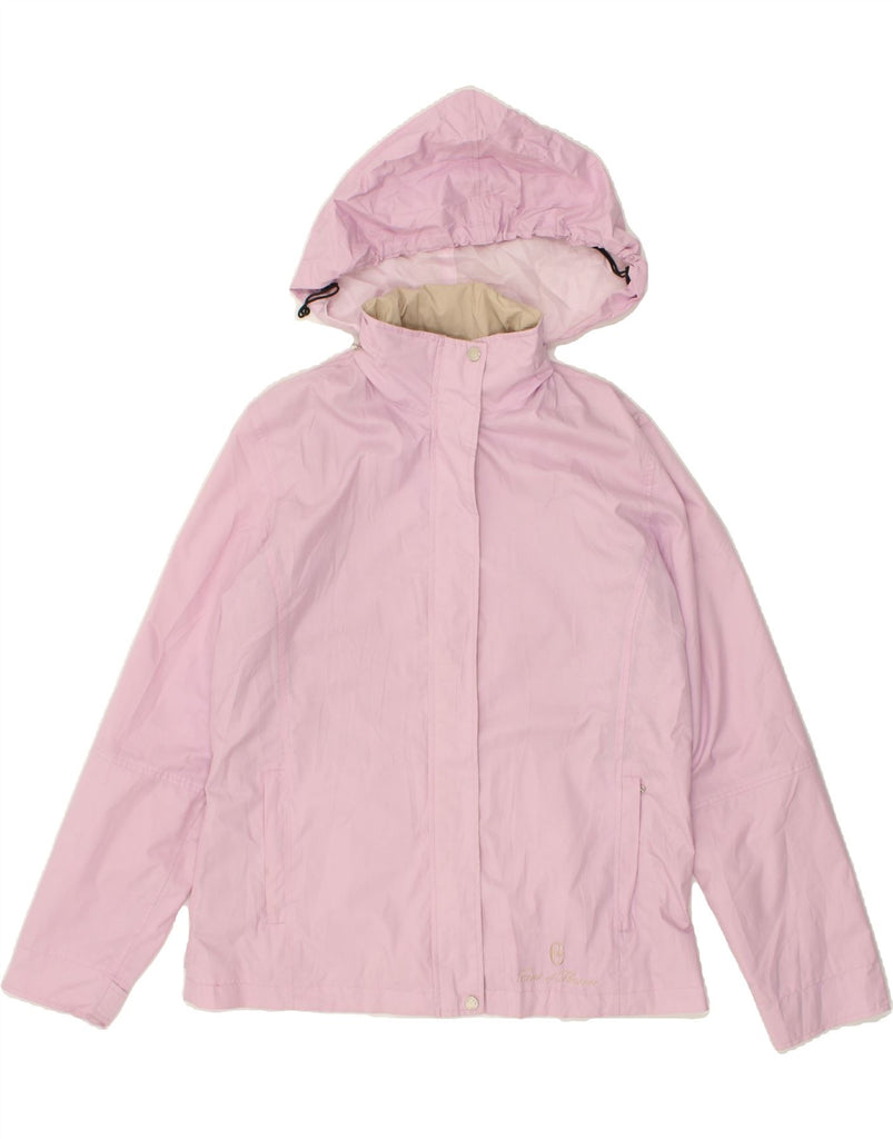 CONTE OF FLORENCE Womens Hooded Rain Jacket UK 12 Medium Pink Polyester | Vintage Conte of Florence | Thrift | Second-Hand Conte of Florence | Used Clothing | Messina Hembry 